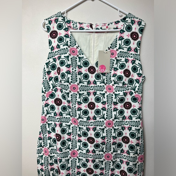 NWT Boden Tatiana Textured Dress Ivory Pink Trellis Tile Print Size 10L Womens - Picture 6 of 10